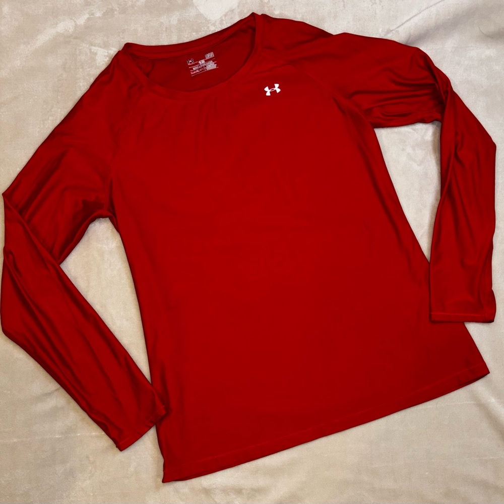 Under Armour Women's Red Long Sleeve Crew Tech Tee